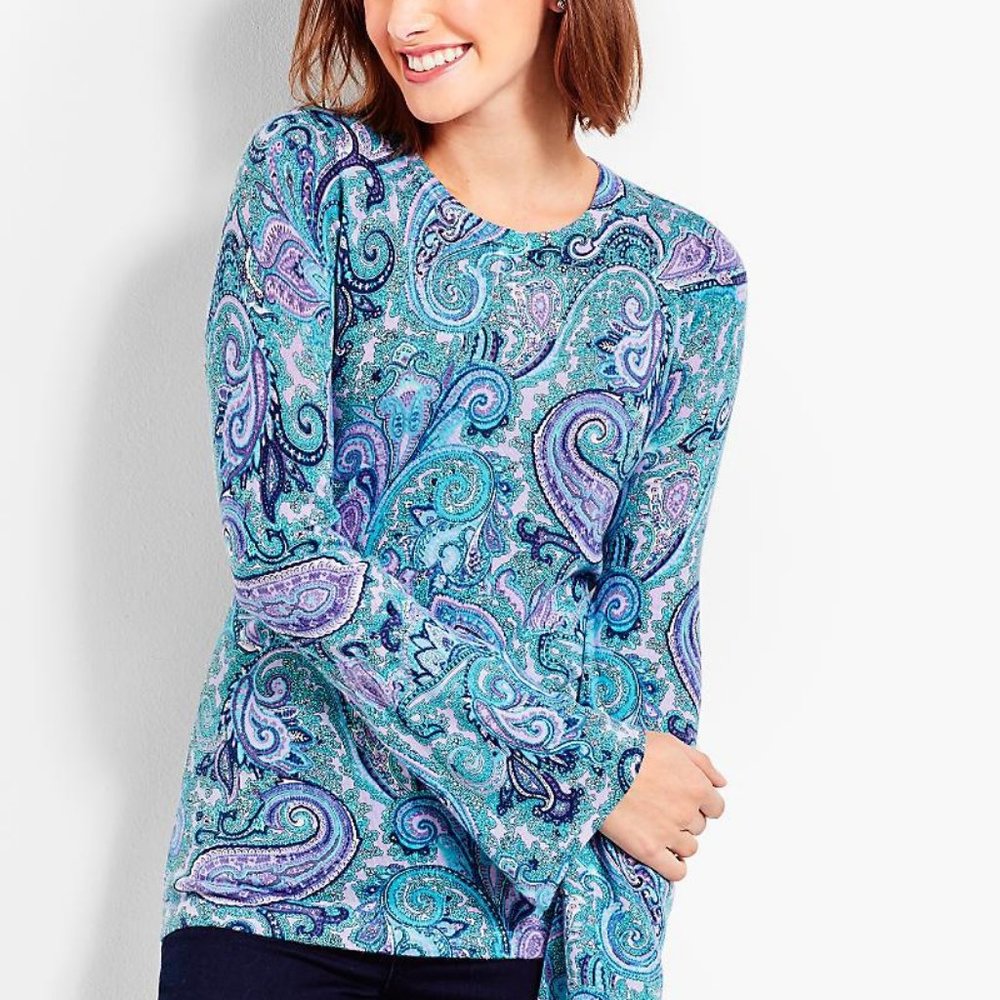 Talbots Paisley Poet Sleeves Sweater PERFECT